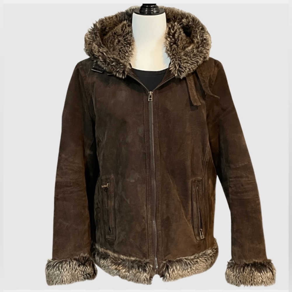 Vintage Brown Faux Fur Trim Jacket